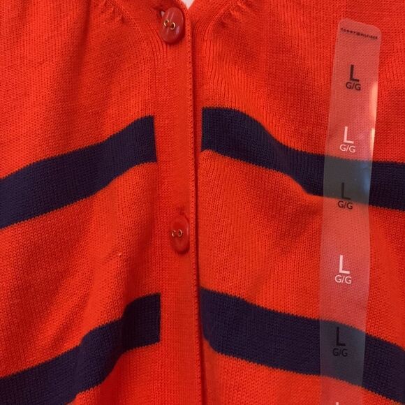 Tommy Hilfiger orange red blue striped cardigan Size L NWT - Picture 9 of 9